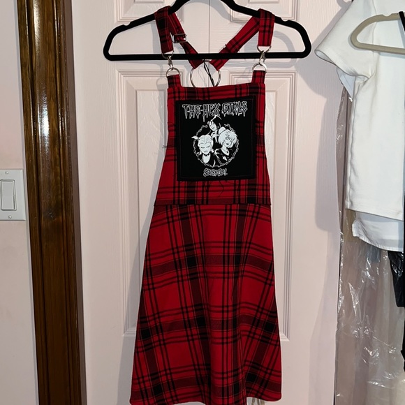 Scooby Doo Red and Black Plaid Jumper. Silver details. Adjustable straps. Small. - Picture 3 of 9
